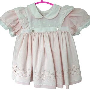 Vintage C.I. Castro & Co. Pink Eyelet Baby Dress – Size 18M